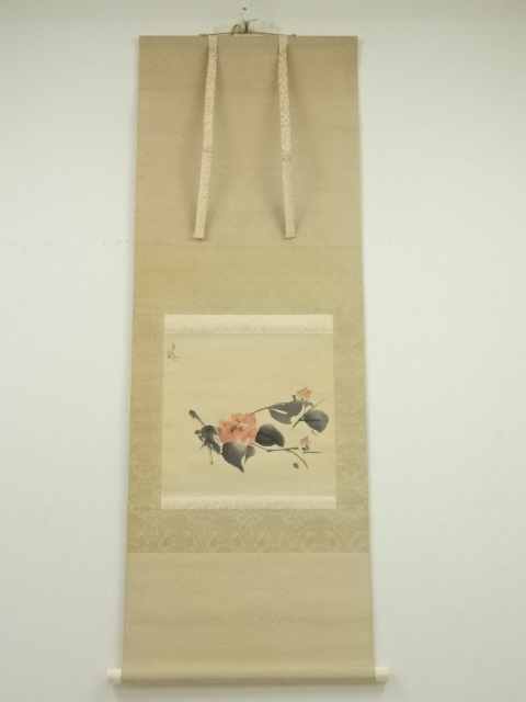 JAPANESE HANGING SCROLL / HAND PAINTED / CAMELLIA
